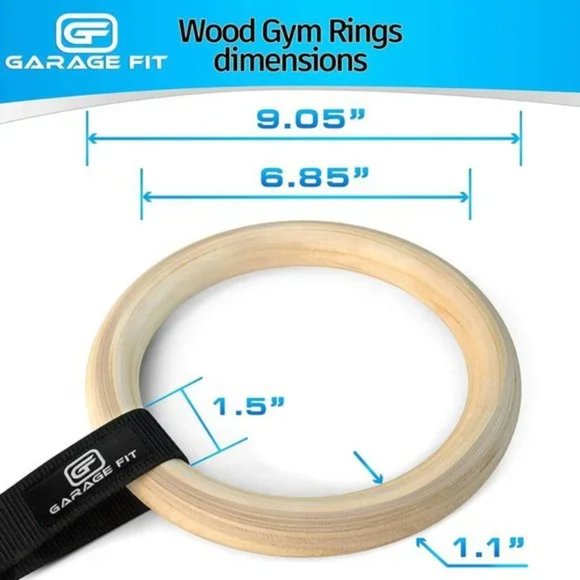 Wood Gymnastic Rings Heavy Duty Cross Training - Picture 2 of 2